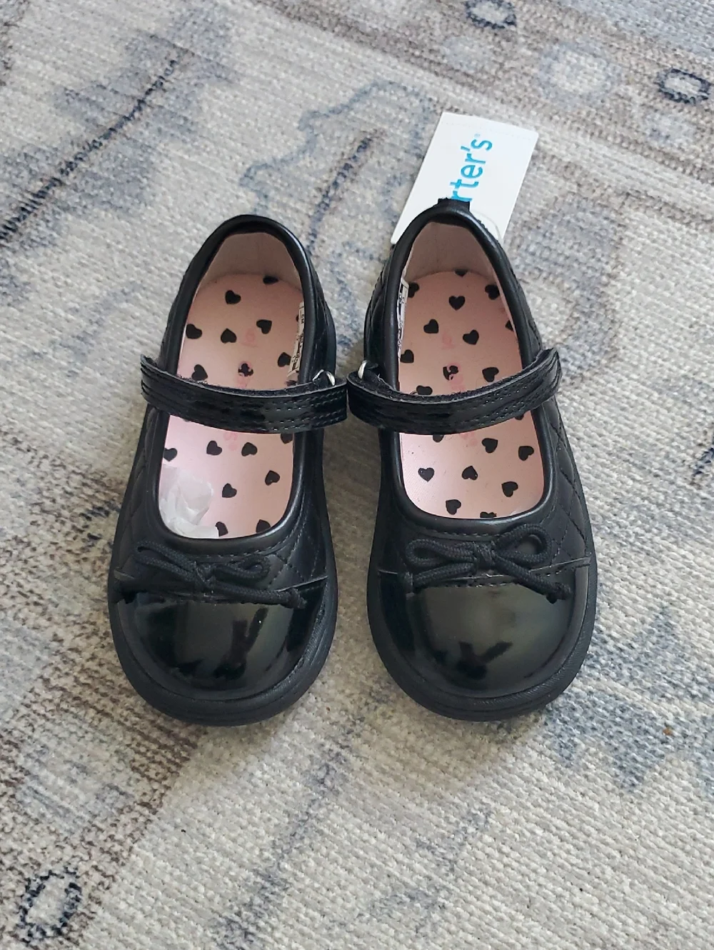 NWT Carters Black Aggie 2 Quilted Cap Toe Mary Jane Shoes Sz6